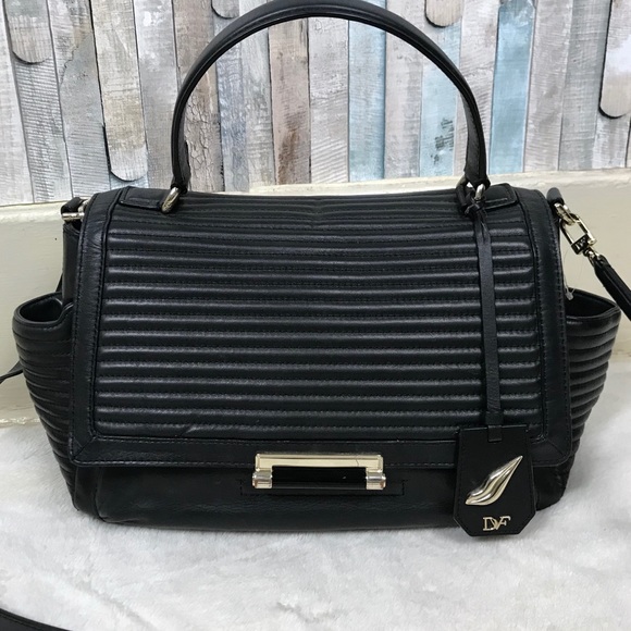 DVF Large Black Quilted 440 Courier Satchel Bag - Picture 3 of 8